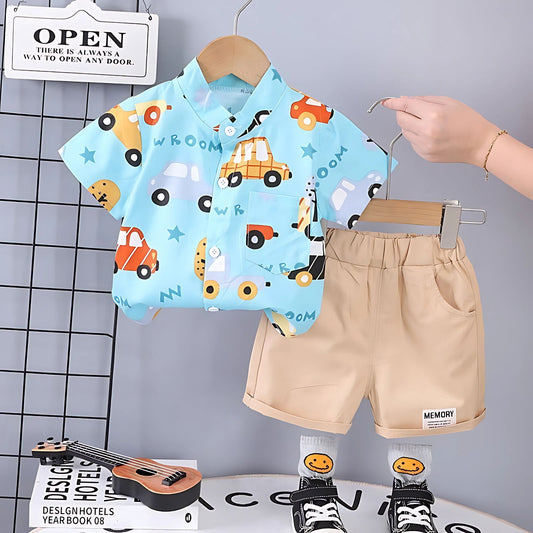 Colourful cars print boys clothing set by Ju Ju Jam

