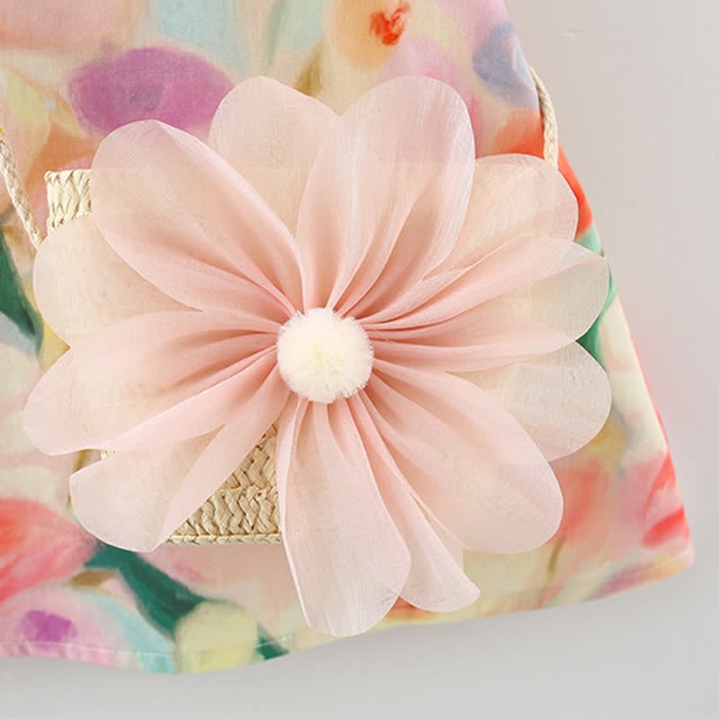 Ju Ju Jam baby girl dress with bright floral print and matching sling bag

