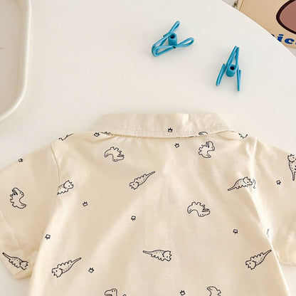 Soft cotton baby boys romper with dinosaur design – Comfy Dino shirt by Ju Ju Jam.

