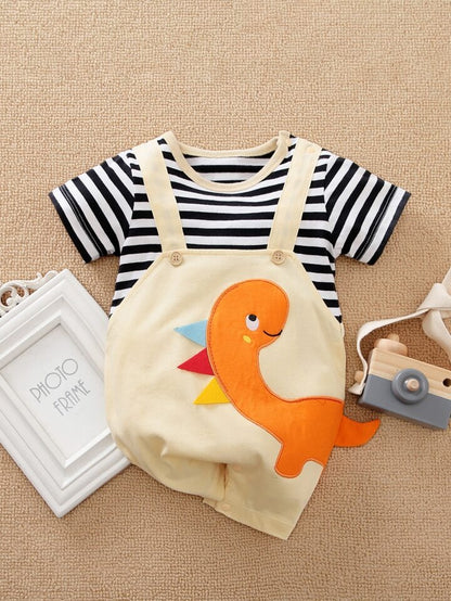 Fun dinosaur romper for babies in contrasting colors – Ju Ju Jam

