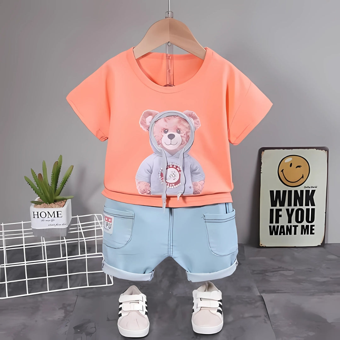 Cool Teddy boys t-shirt and bottom set by Ju Ju Jam – adorable teddy bear outfit for toddlers

