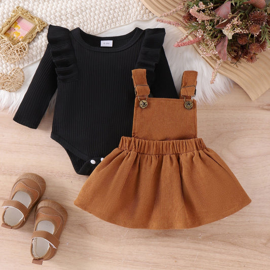  Corduroy Vintage Girls Romper and Dress Set by Ju Ju Jam – classic baby outfit with retro charm and soft corduroy fabric.
