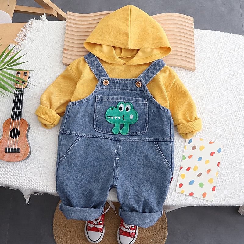 Cozy denim boys and girls jumpsuit with hoodie by Ju Ju Jam