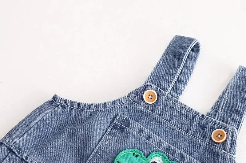 Ju Ju Jam cozy denim jumpsuit featuring a hoodie for boys and girls