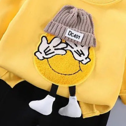 Ju Ju Jam boys clothing set with 3D emoji design sweatshirt and matching bottoms

