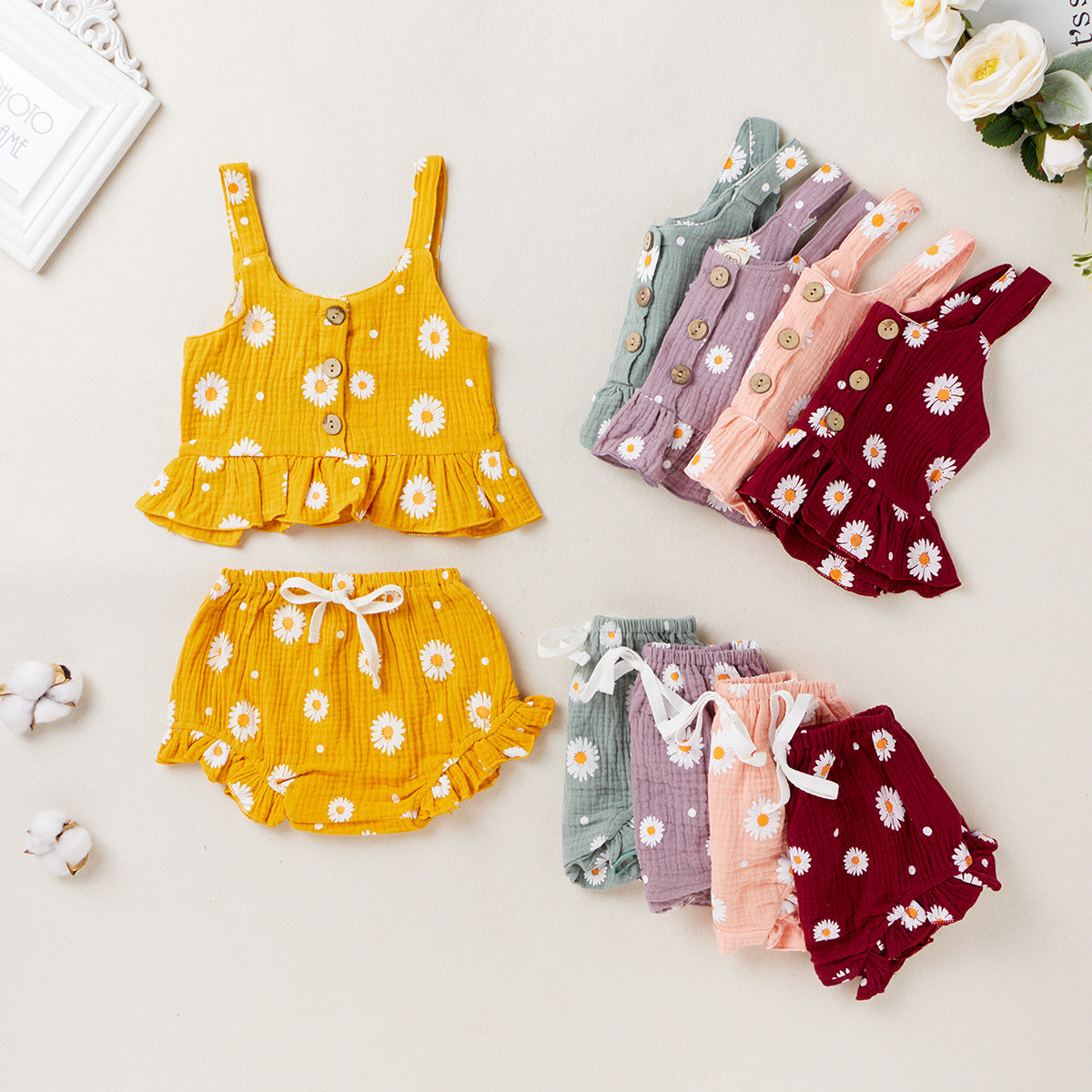 Cute Flower Top and Shorts Girls Set by Ju Ju Jam - Adorable floral outfit for girls, featuring a matching top and shorts.