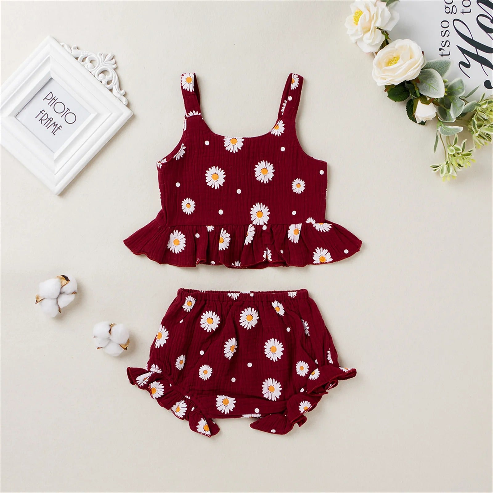 Ju Ju Jam Flower Top and Shorts Set for Girls - Sweet and comfy summer outfit with a floral print.