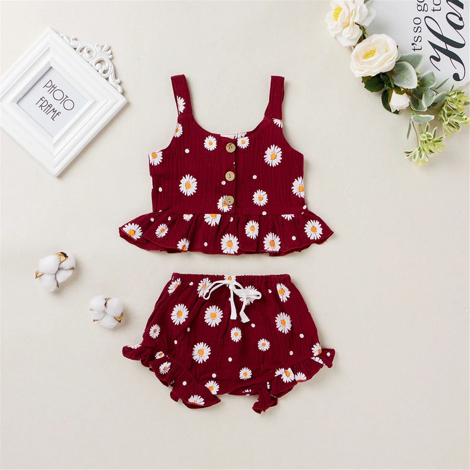 Cute Flower Print Girls Top and Shorts by Ju Ju Jam - Vibrant floral outfit for stylish little girls.
