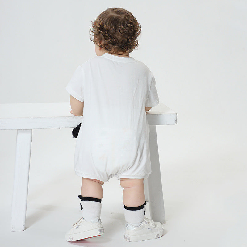 Playful panda-themed romper for babies by Ju Ju Jam