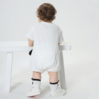 Playful panda-themed romper for babies by Ju Ju Jam