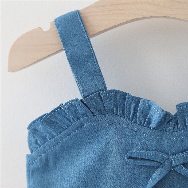 Ju Ju Jam girls' denim dress with frill details and matching hat