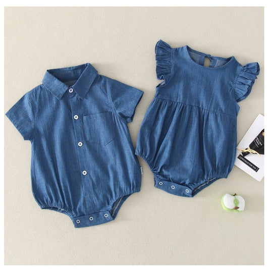 Denim matching romper for baby boys and girls – Ju Ju Jam

