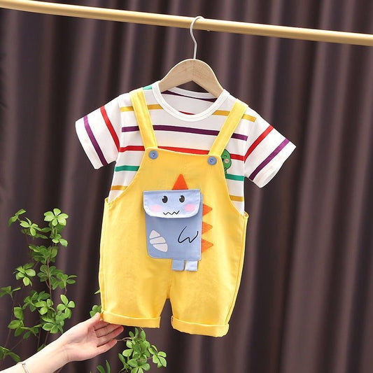 Dino Pocket Yellow Boys and Girls Jumpsuit Set - Ju Ju Jam Baby and Kids Wear