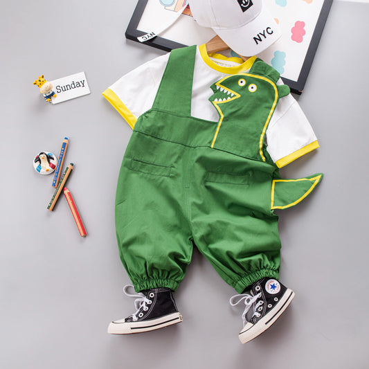 Dino tail cargo style boys and girls jumpsuit by Ju Ju Jam