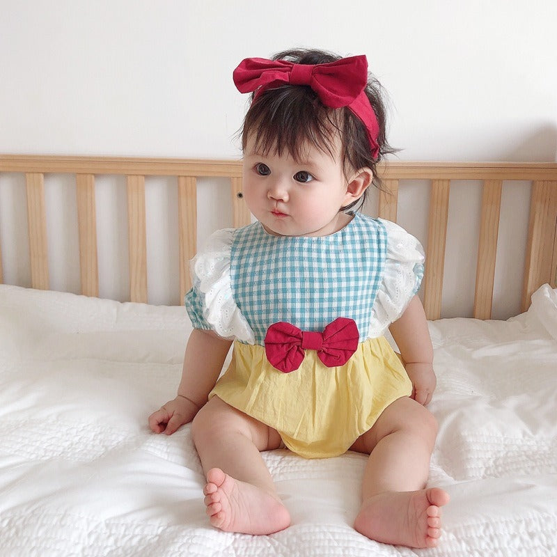Ju Ju Jam baby girl romper inspired by Snow White with matching headband

