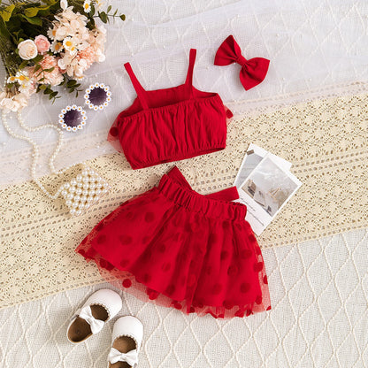 Ju Ju Jam baby girl outfit with polka dots and dazzling accents