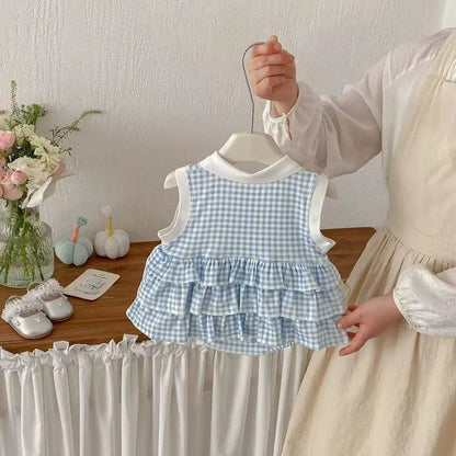 Evie Baby Girls Blue Frill Romper