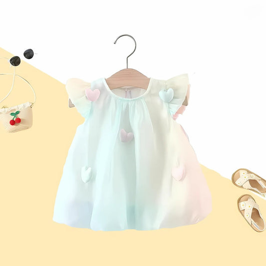 Shaded 3D Hearts Girls Dress