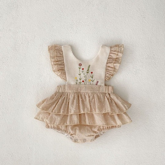 Elina ruffle romper dress for baby girls – soft fabric babywear by Ju Ju Jam

