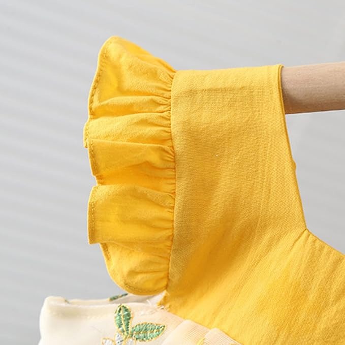 Ju Ju Jam girls' yellow dress featuring delicate embroidery