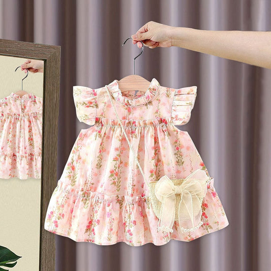 Floral Fantasy girls dress with sling bag by Ju Ju Jam – stylish baby outfit

