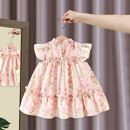 Ju Ju Jam baby girl floral dress with matching sling bag accessory

