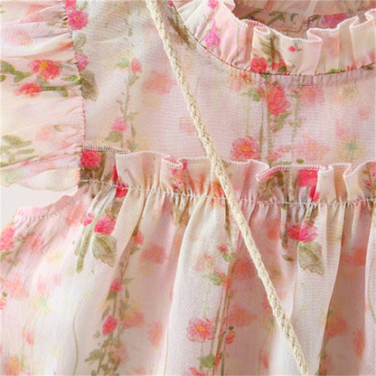 Toddler girl’s floral fantasy dress with sling purse – Ju Ju Jam kidswear

