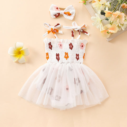 Floral Princess Girls Romper Dress by Ju Ju Jam - Charming romper dress with a floral print for a princess-like look.