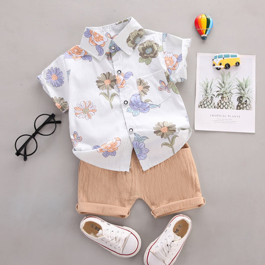 Ju Ju Jam boys' set with a floral shirt and shorts, perfect for a playful and trendy look.
