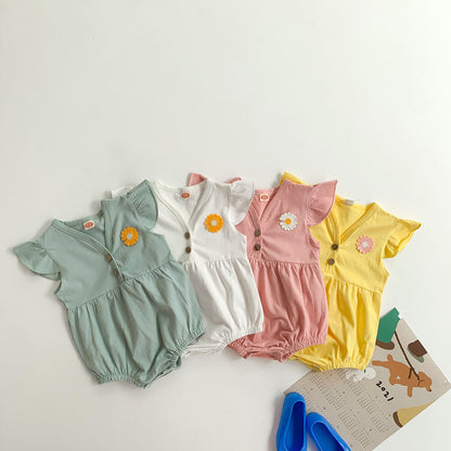 Ju Ju Jam Comfy Baby Girls Romper - Everyday wear with a cheerful flower print, perfect for a cute and casual look.