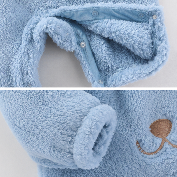 Soft Fluffy Teddy Baby Boys Girls Cozy Jumpsuit
