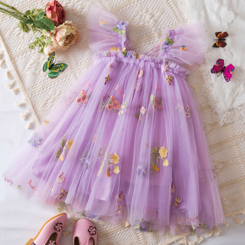 Graceful girls dress with flutter wing sleeves – Ju Ju Jam

