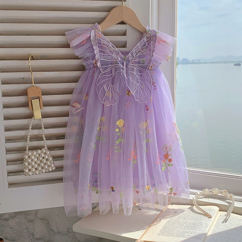 Ju Ju Jam elegant girls dress with butterfly-style flutter sleeves


