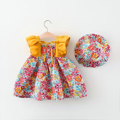 Ju Ju Jam Kids' Frill Sleeves Dress (With Hat) - Perfect for Playtime and Parties