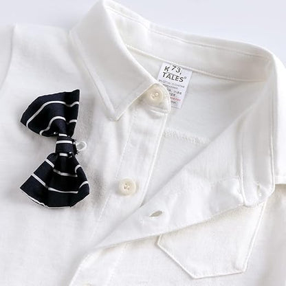 Elegant baby boy outfit with bow tie – Gentleman romper by Ju Ju Jam


