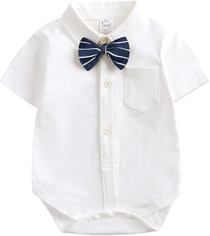 Formal baby romper shirt with bow tie for boys – Ju Ju Jam outfit

