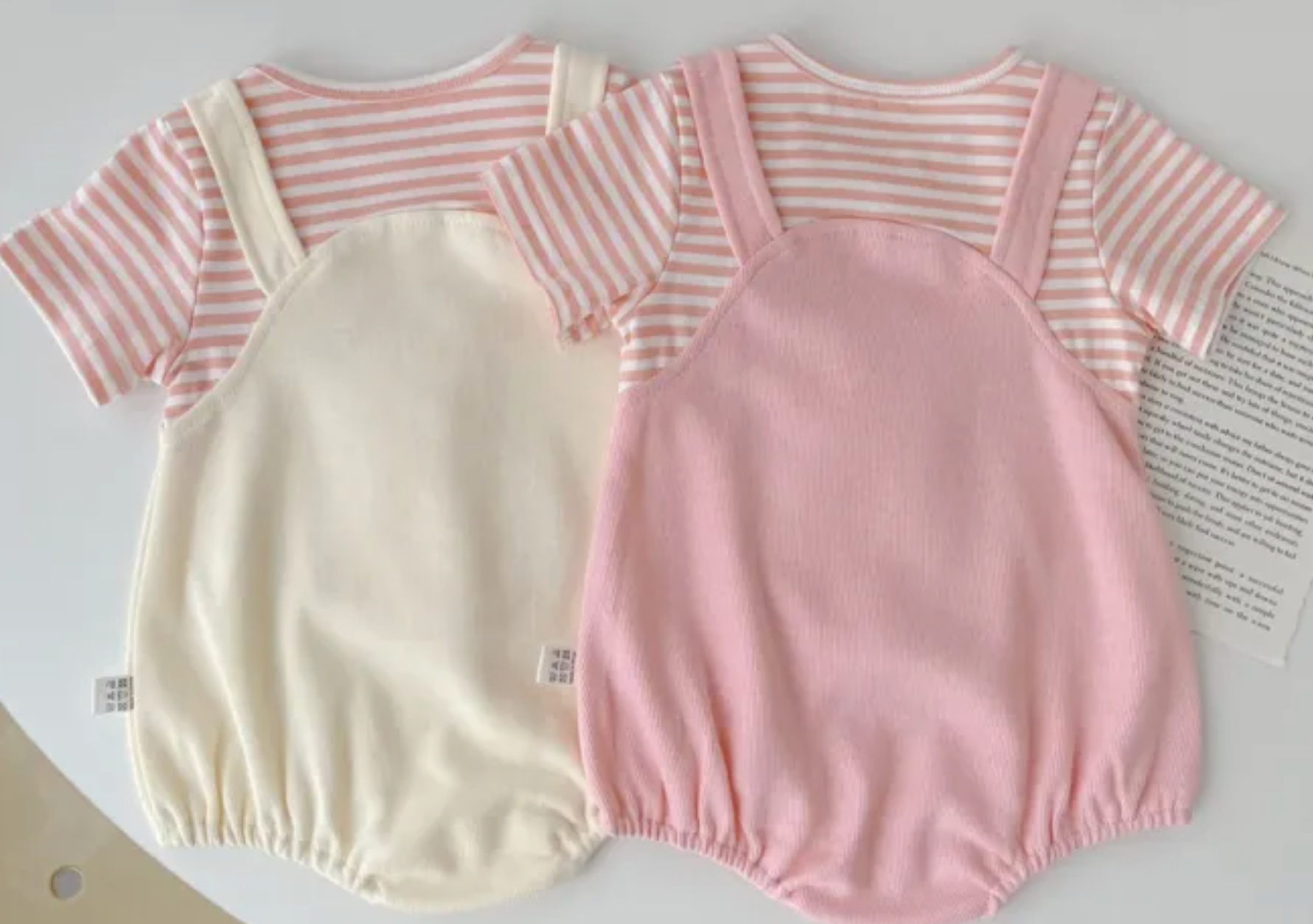 Backside of Gia Bunny Ears Romper showing fluffy bunny tail – Ju Ju Jam baby clothing


