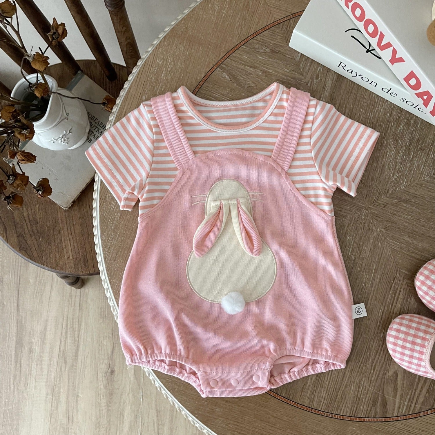 Adorable bunny-themed romper with hood and ears for baby girls – Ju Ju Jam

