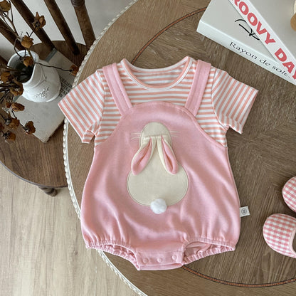 Adorable bunny-themed romper with hood and ears for baby girls – Ju Ju Jam


