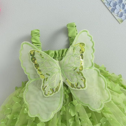 Ju Ju Jam green party dress with butterfly wing details 