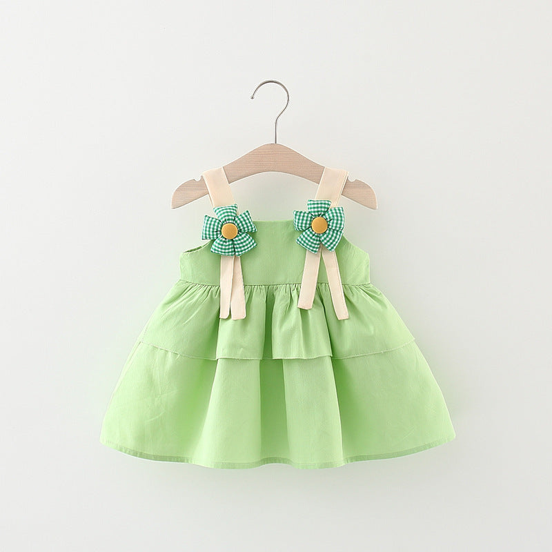 Ju Ju Jam girls' dress with green floral embellishments