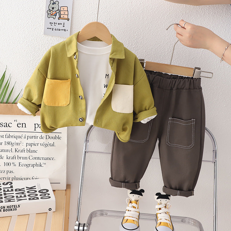 Green Pockets Three Piece Boys Set by Ju Ju Jam