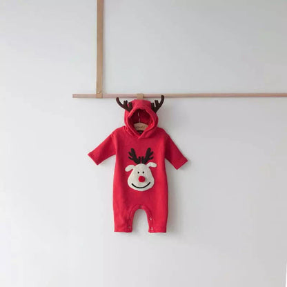 Ju Ju Jam Christmas romper with 3D Reindeer details, a fun and stylish holiday look for baby boys and girls.