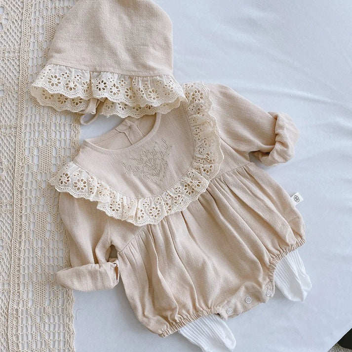 Flora Grace Baby Girls Romper with Matching Hat