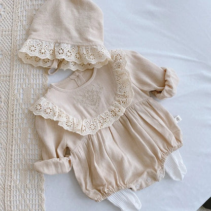 Flora Grace Baby Girls Romper with Matching Hat
