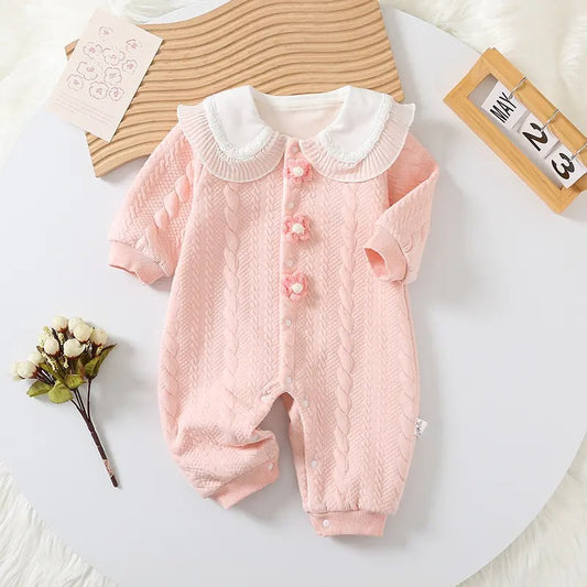 Cozy and cute baby girls' romper, designed for warmth and softness, by Ju Ju Jam.