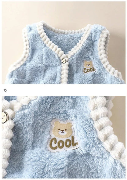 Elegant Bordered Baby Girls Cozy Vest