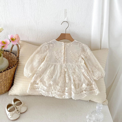 Ivory Charm Embroidered Baby Girls Romper Dress