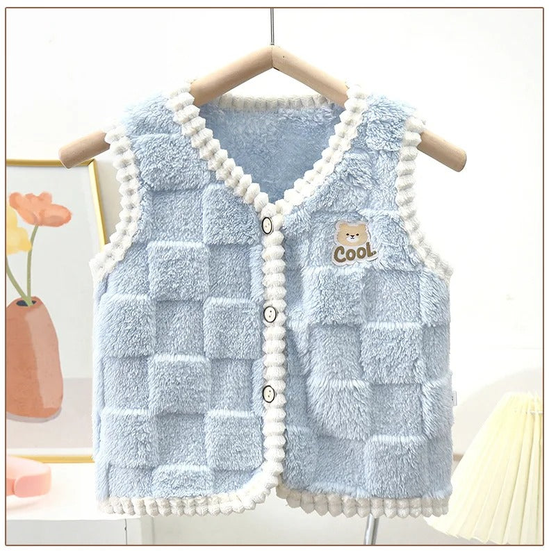 Elegant Bordered Baby Girls Cozy Vest