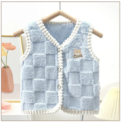 Elegant Bordered Baby Girls Cozy Vest